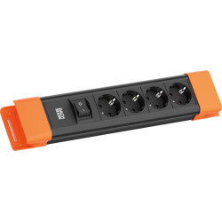 Bachmann CONNECTUS 4xCEE7/3, 1xSchalter 2,0m CEE7/7 Schwarz/Orange