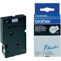 Brother Gloss Laminated Labelling Tape - 12mm, Black/White, 10-pk marķēšanas lenta TC