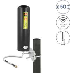 Delock 5G LTE Antenna SMA plug 3 - 5 dBi fixed omnidirectional wall and pole mounting outdoor black