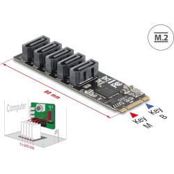 Delock M.2 2280 Key B+M Controller to 5 x SATA