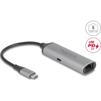 Delock USB Type-C™ Network Adapter 5 Gigabit LAN 1 x RJ45 with Power Delivery PD 3.1 140 watt