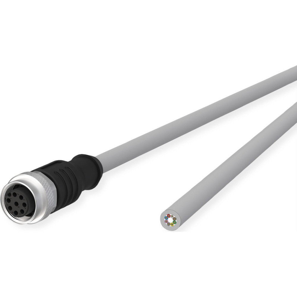 Metz Connect M12 Sensor-/Aktorleitung, A-kodiert, M12 Buchse gerade - freies Leitungsende, grau, 10 m