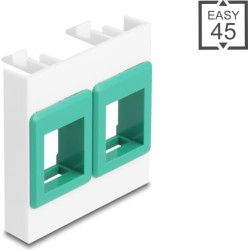 Delock Easy 45 Module with two Keystone Holders 45 x 45 mm, white / green