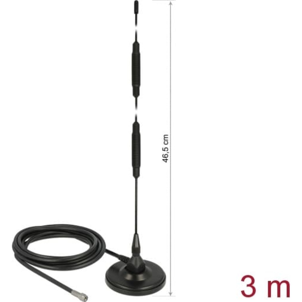 Delock LTE Antenna SMA plug 7 dBi fixed omnidirectional with magnetic base and connection cable RG-58 3 m outdoor black
