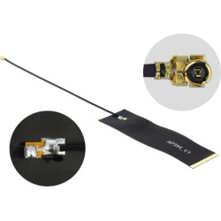 Delock LoRa Antenna 863 - 928 MHz I-PEX Inc., MHF® I plug 1.68 dBi 15 cm 1.13 FPC black self adhesive