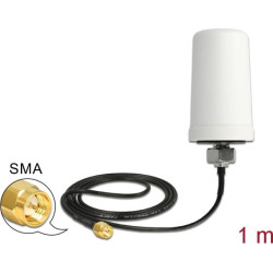 Delock LTE Antenna SMA plug 1.7 - 2.0 dBi ULA100 1 m omnidirectional fixed outdoor white