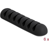 Delock Cable Holder with 7 feed-throughs self-adhesive Set 6 pieces black