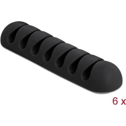 Delock Cable Holder with 7 feed-throughs self-adhesive Set 6 pieces black