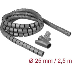 Delock Spiral Hose with Pull-in Tool 2.5 m x 25 mm grey