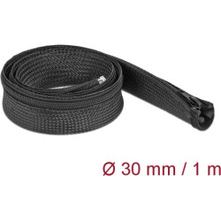 Delock Braided Sleeve with zip fastener heat-resistant 1 m x 30 mm black