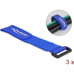 Delock Hook-and-loop cable tie with loop L 280 x W 38 mm blue 3 pieces