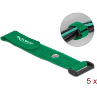 Delock Hook-and-loop cable tie with Loop and Fastening Eyelet L 190 x W 25 mm green 5 pieces