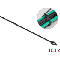 Delock Beaded Cable Tie reusable L 200 x W 2.4 mm black 100 pieces