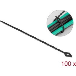 Delock Beaded Cable Tie reusable L 200 x W 2.4 mm black 100 pieces