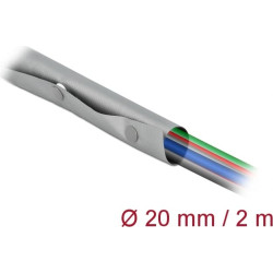 Delock Cable protection sleeve with snap button fastener heat-resistant 2 m x 20 mm grey / black