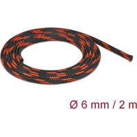 Delock Braided Sleeve stretchable 2 m x 6 mm black-red