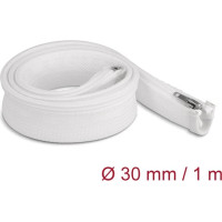 Delock Braided Sleeve with zip fastener heat-resistant 1 m x 30 mm white