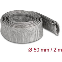 Delock Braided Sleeve with zip fastener heat-resistant 2 m x 50 mm grey