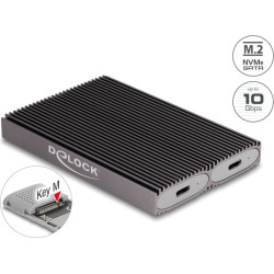 Delock External USB Type-C™ Dual Combo Enclosure for 2 x M.2 NVMe PCIe or SATA SSD - tool free