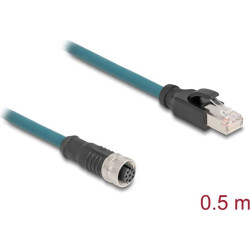 Delock M12 Adapter Cable A-coded 8 pin female to RJ45 male 50 cm