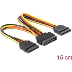 Delock Cable Power SATA 15 pin plug to 2 x Power SATA 15 pin, 15 cm