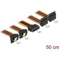 Delock Cable SATA 15 pin power plug with latching function > SATA 15 pin power receptacle 2 x down / 2 x up 50 cm