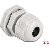 Delock Cable Gland PG9 for round cable with three cable entries grey 2 pieces