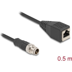 Delock M12 Cable X-coded 8 pin male to RJ45 female PVC 0.5 m