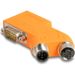 Delock D-Sub 9 male and female to M12 male and female 5 pin A-coded CAN bus splitter 35° orange
