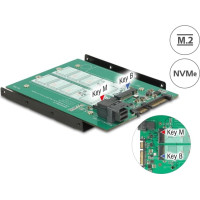Delock 3.5″ Converter SATA 22 pin / SFF-8643 NVMe > 1 x M.2 Key M + 1 x M.2 Key B