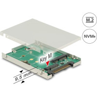 Delock 2.5″ Converter SATA Express / U.2 > 1 x M.2 / 1 x mSATA with Enclosure 9.5 mm