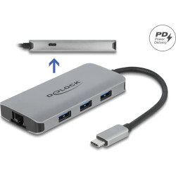 Delock USB 3.2 Gen 1 Hub with 4 Ports and Gigabit LAN and PD