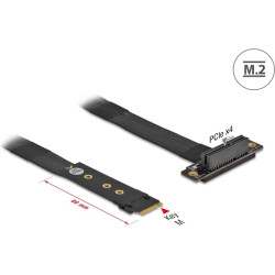Delock M.2 Key M to PCIe x4 NVMe Adapter angled with 20 cm cable
