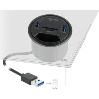 Delock 2 Port Tisch-Hub 2 x SuperSpeed USB Typ-A und Card Reader für SD und Micro