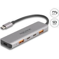 Delock USB 10 Gbps 2 Port USB Type-A + 2 Port USB Type-C™ Hub with USB Type-C™ connector and PD 95 Watt