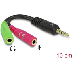 Delock Headset Adapter 1 x 3.5 mm 4 pin Stereo jack male > 2 x 3.5 mm 3 pin Stereo jack female (OMTP)