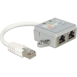Delock RJ45 Port Doubler 1 RJ45 male  2 RJ45 female (1x Ethernet, 1x ISDN)