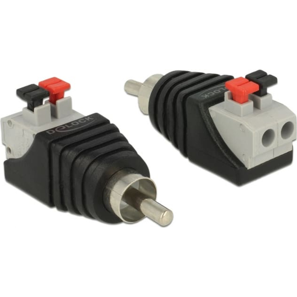 Delock Adapter RCA male > Terminal Block with push button 2 pin