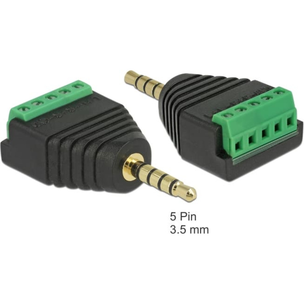 Delock Adapter Stereo jack male 3.5 mm to Terminal Block 5 pin