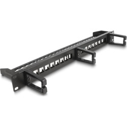 Delock 19″ Keystone Patch Panel 16 port with 3 hooks and strain relief 1U black