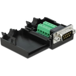 Delock Adapter Sub-D 9 pin male to Terminal Block 10 pin with Enclosure