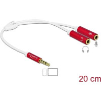 Delock Headset Adapter 1 x 3.5 mm 4 pin Stereo jack male to 2 x 3.5 mm 4 pin Stereo jack female with textile shielding 20 cm