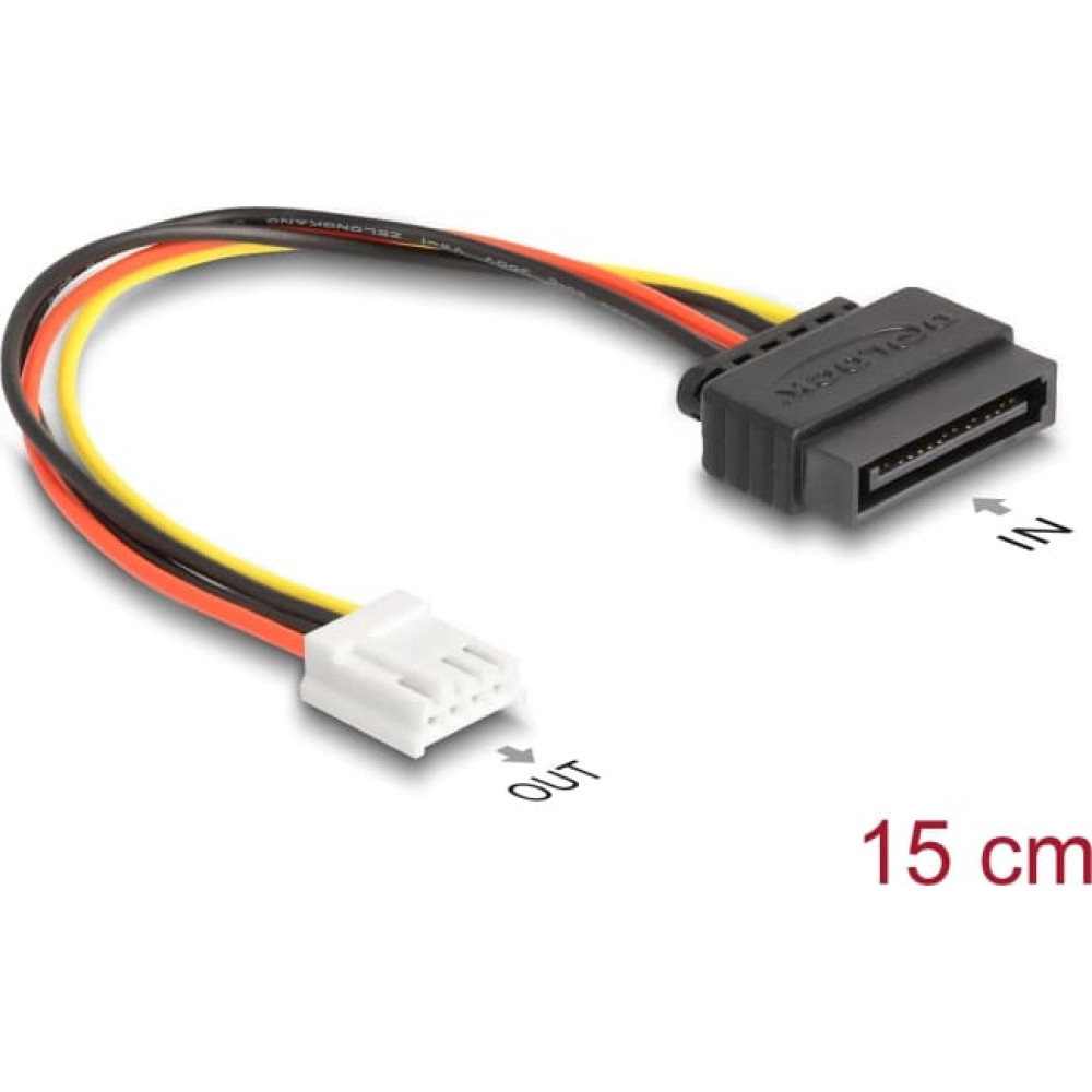 Delock SATA Power Cable 15 pin plug to 1 x Floppy 4 pin female 15 cm