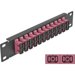 Delock 10″ Fiber Optic Patch Panel 12 Port SC Duplex violet 1U black