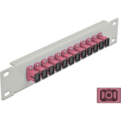 Delock 10″ Fiber Optic Patch Panel 12 Port SC Simplex violet 1U grey