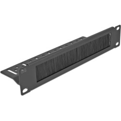 Delock 10″ Cable Management Brush Strip with cable fixing 1U black