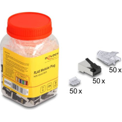 Delock RJ45 Modular Plug with robust latch Cat.6 and bend protection boots 50 pcs set