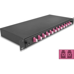 Delock 19″ Optical Fiber Splice Box 12 x LC Duplex OM4 1U complete assembled ready for splicing