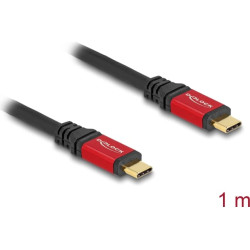 Delock USB 10 Gbps Cable USB Type-C™ male to male PD 3.0 100 W E-Marker 1 m red metal