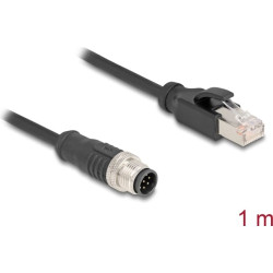 Delock M12 Cable A-coded 8 pin male to RJ45 male PVC 1 m